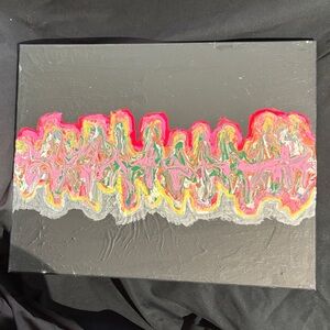 Vibrant Abstract Canvas with Pink and Yellow Accents